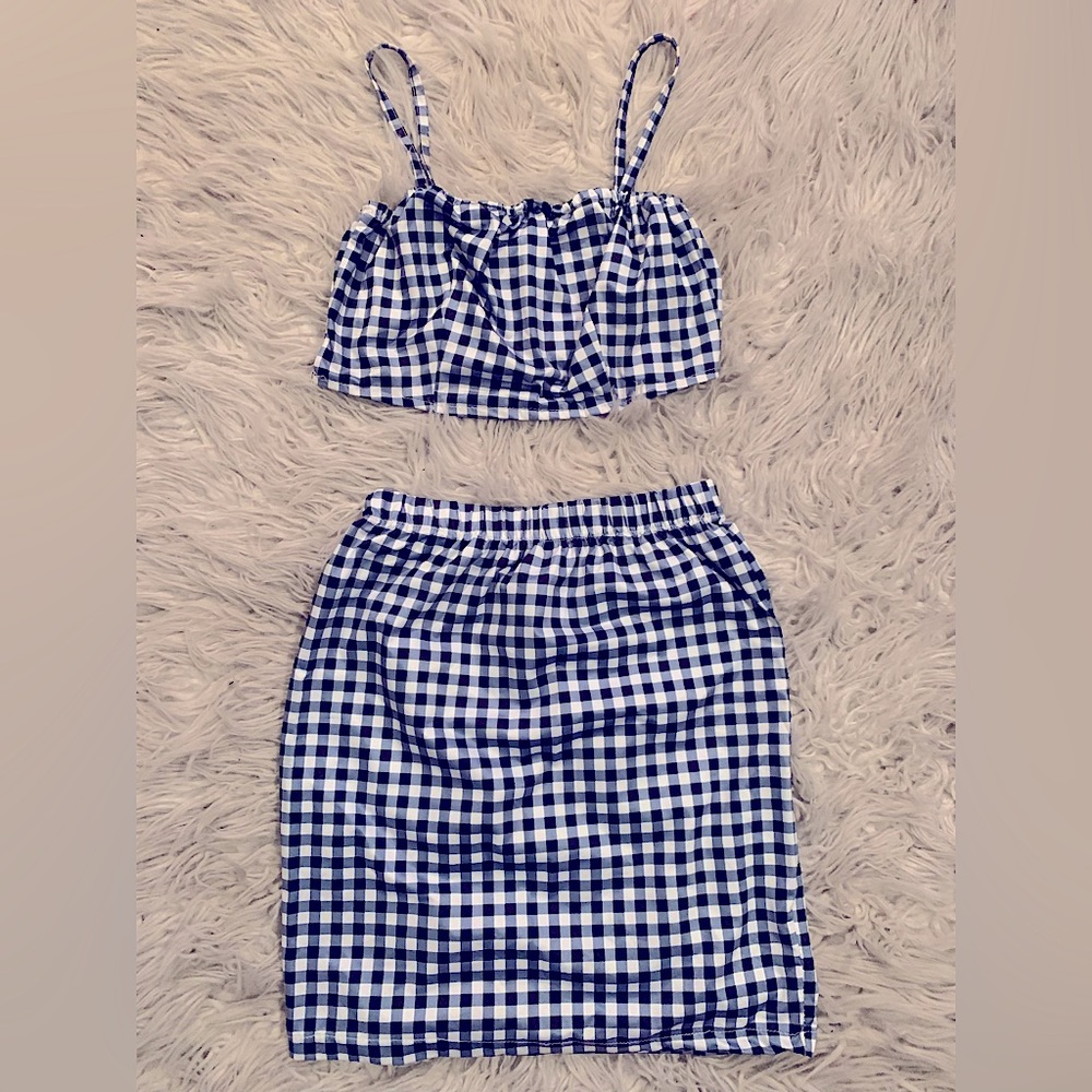 Checkered Skirt Set